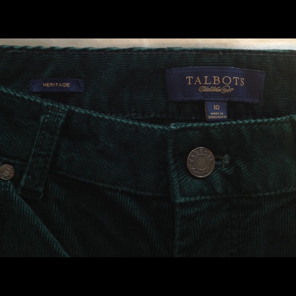 Talbots dark green pants cords